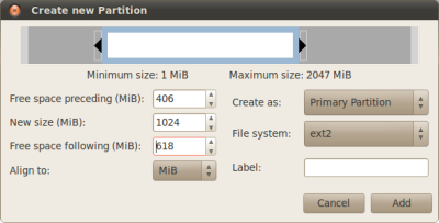 Create new partition